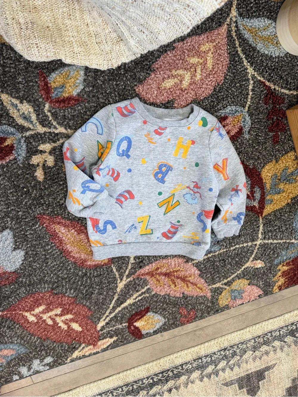 Dr. Seuss Alphabet Print Sweatshirt 2T Toddler Gray Multicolor Alphabet